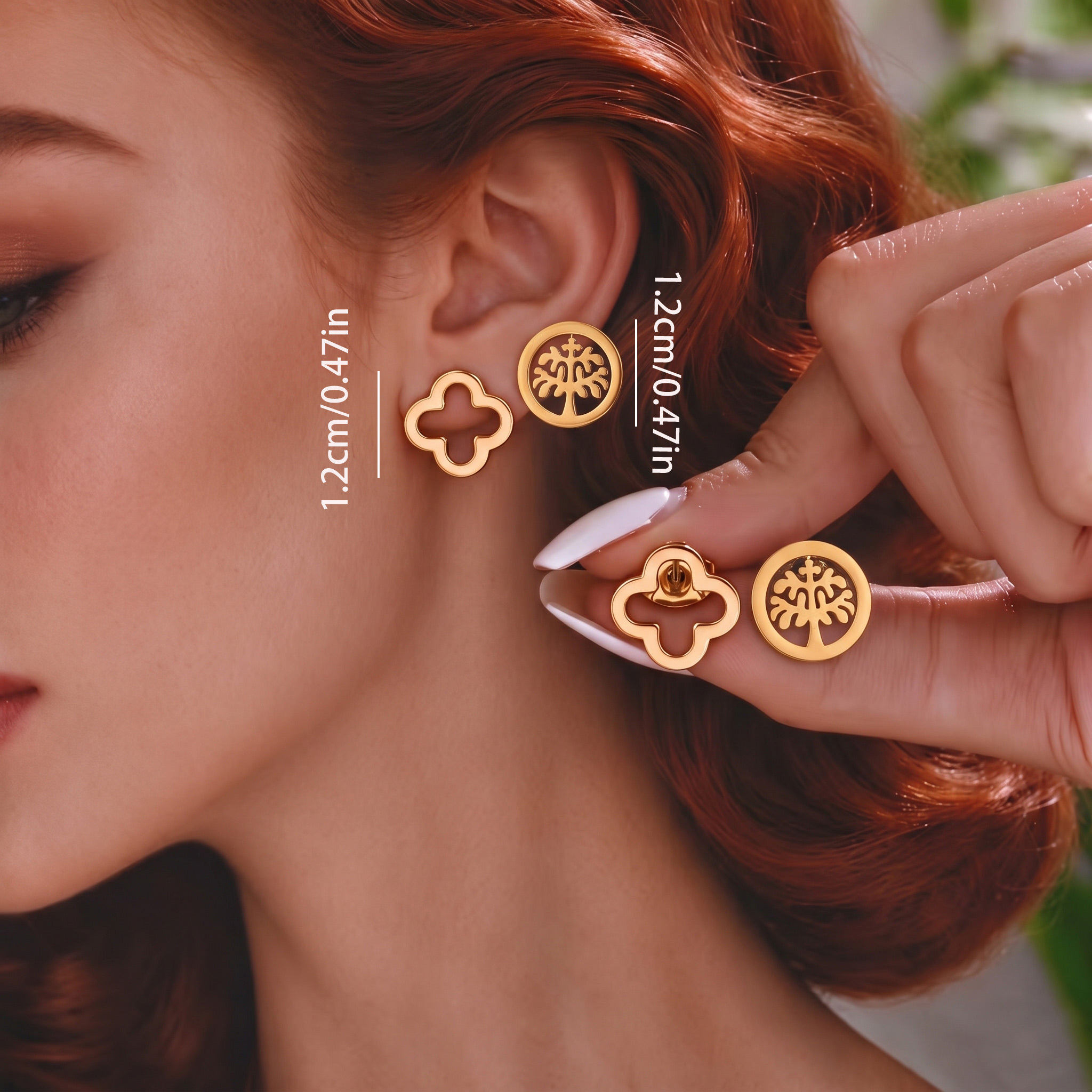 4pcs Unisex 18K Golden Plated Exquisite Earrings Set